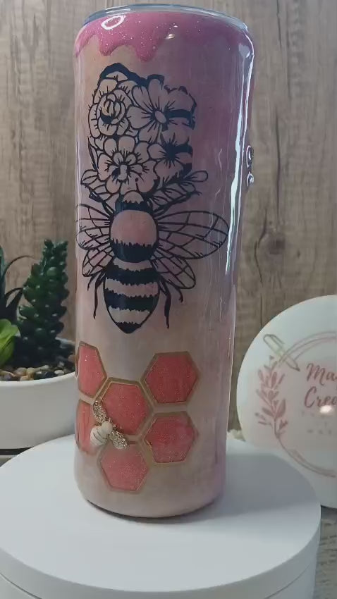 20 Oz 3D Bumble Bee Tumbler, 20 Oz Tumbler Gift, Peekaboo Tumblers.