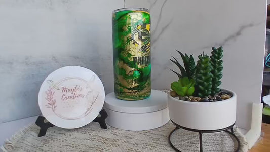 Alcohol Ink Tumbler, Green Bay Packers Tumbler.